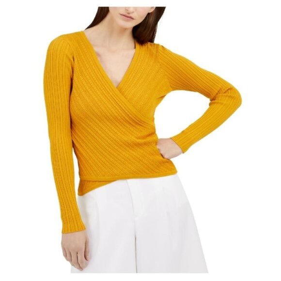Inc Surplice Ribbed Top - Picture 1 of 5